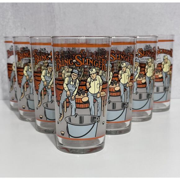 Vintage 90’s Jack Daniel’s Bung Slinger Drinking Recipe Glass Set - Picture 2 of 6